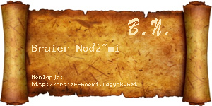 Braier Noémi névjegykártya